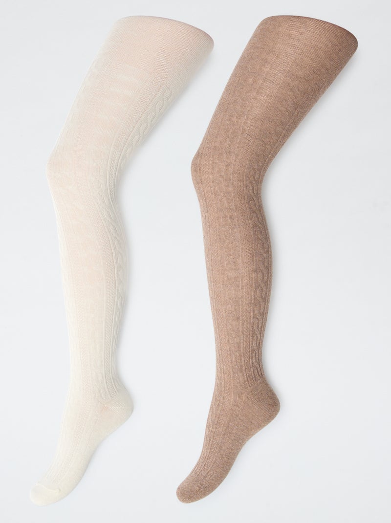 Lot de 2 collants en coton Marron - Kiabi