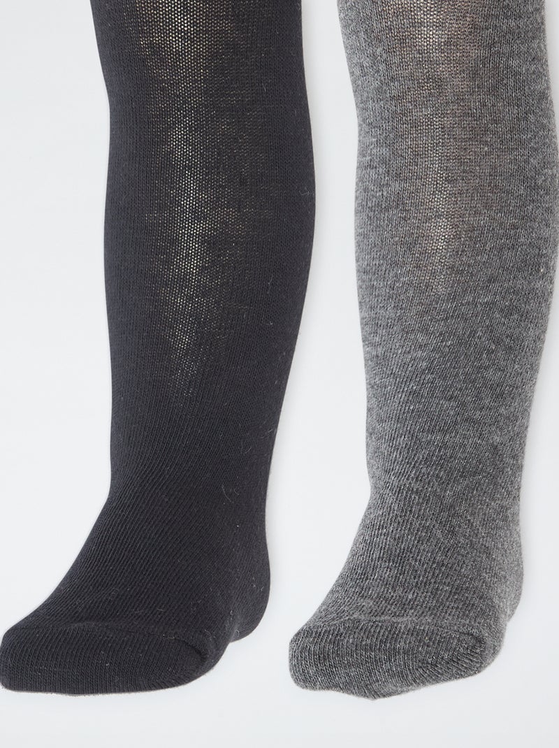Lot de 2 collants en jersey uni Noir - Kiabi