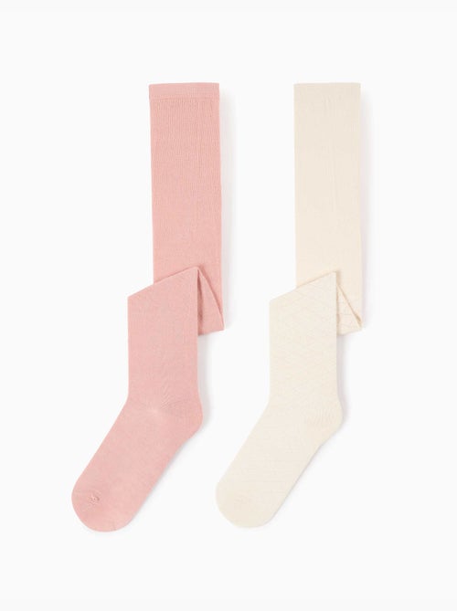 Lot de 2 collants en maille unie/ajourée - Kiabi