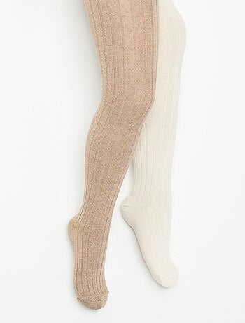 Lot de 2 collants en matière côtelée