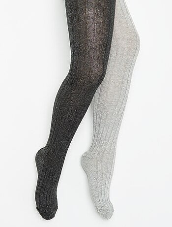 Lot de 2 collants en matière côtelée
