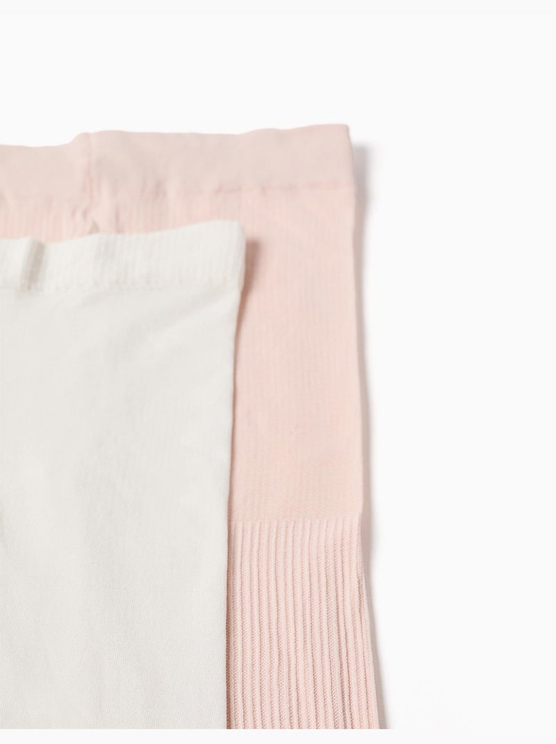 Lot de 2 collants en microfibre Blanc Rose - Kiabi