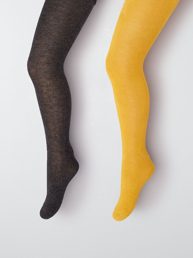 Lot 2 Collants Coton Épais Fille – Chaussettes Collants Chauds Unis Pour École & Quotidien