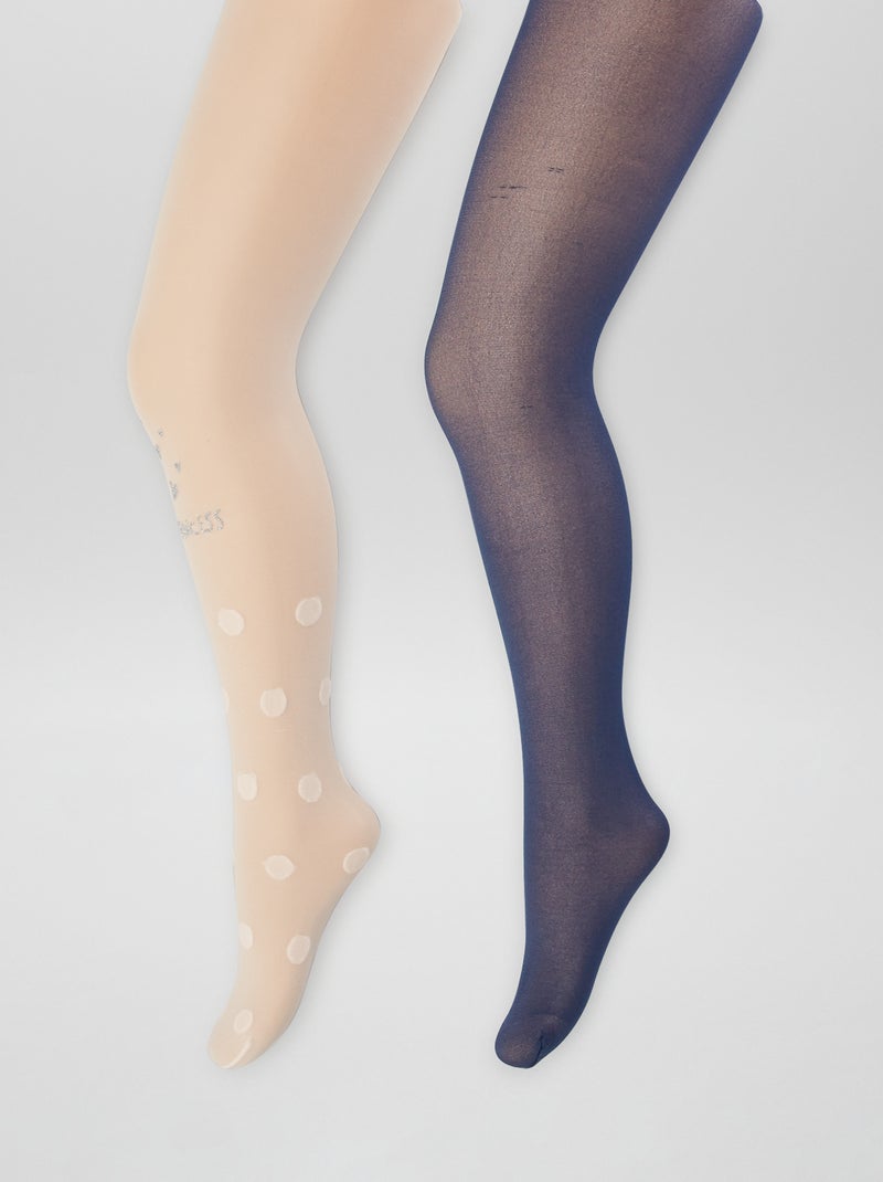 Lot de 2 collants fantaisie Bleu/rose - Kiabi