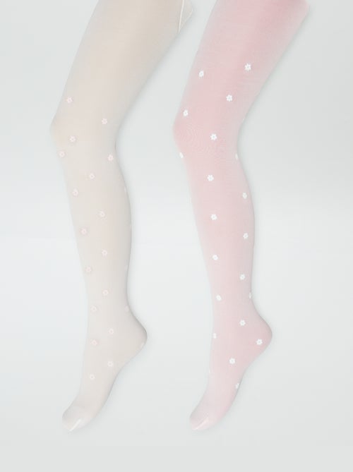 Lot de 2 collants légers fantaisie - Kiabi