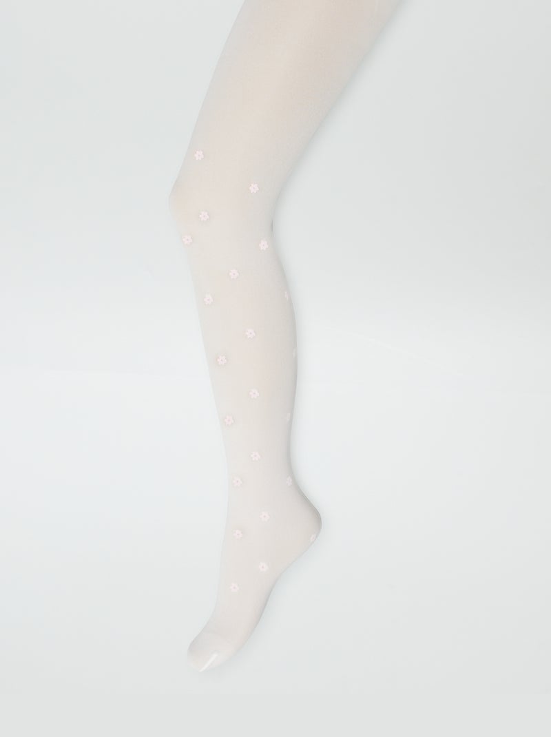 Lot de 2 collants légers fantaisie BLANC - Kiabi