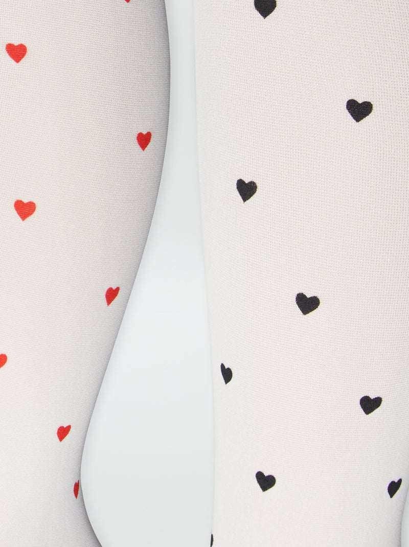 Lot de 2 collants légers fantaisie Blanc/rouge/noir - Kiabi