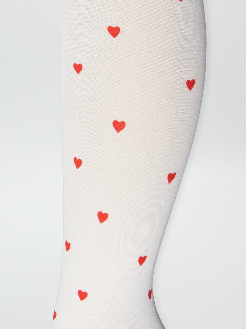 Lot de 2 collants légers fantaisie Blanc/rouge/noir - Kiabi
