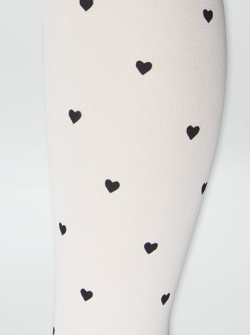 Lot de 2 collants légers fantaisie Blanc/rouge/noir - Kiabi
