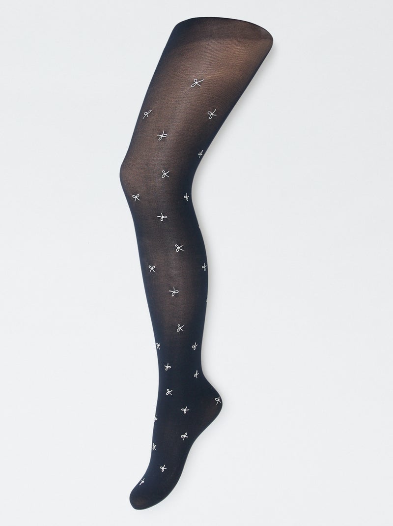 Lot de 2 collants légers imprimés Bleu marine/blanc - Kiabi