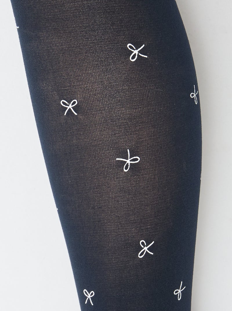 Lot de 2 collants légers imprimés Bleu marine/blanc - Kiabi
