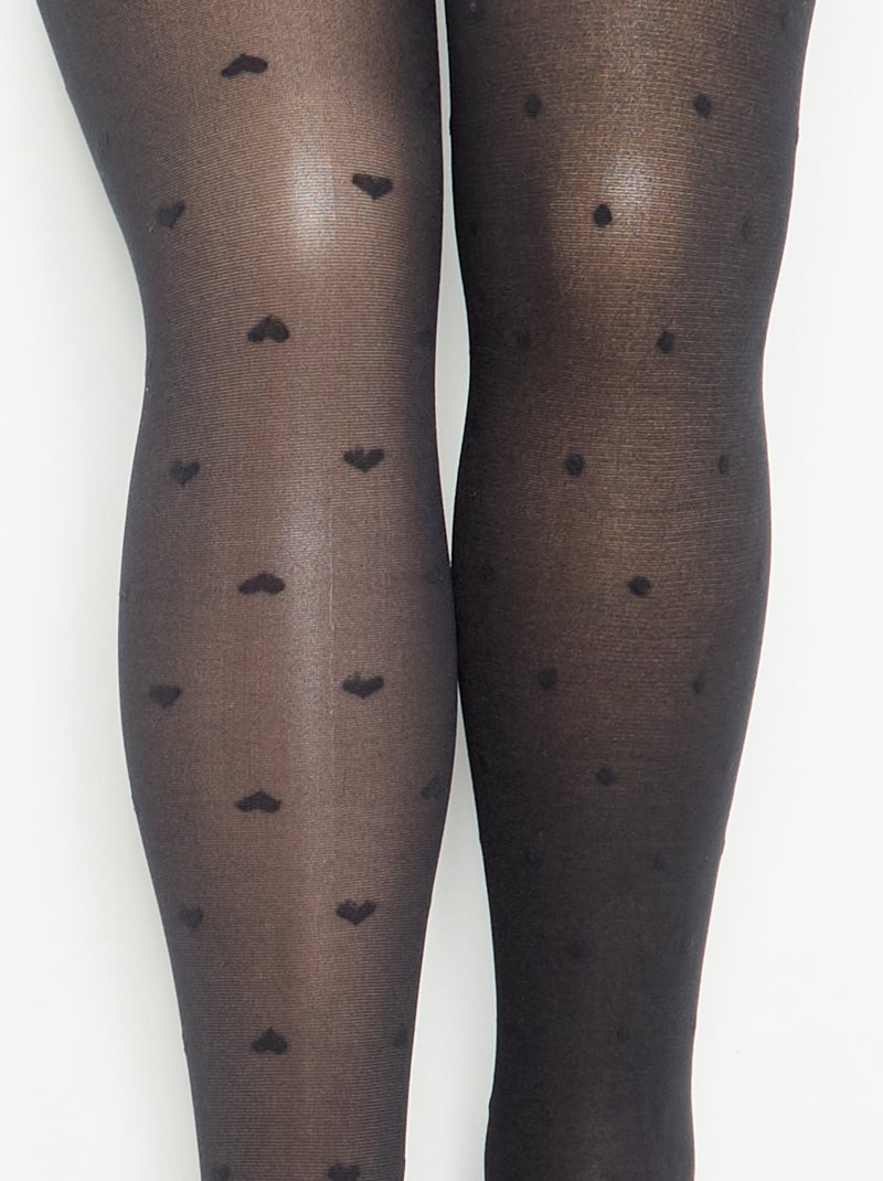 Lot de 2 collants légers imprimés Noir - Kiabi