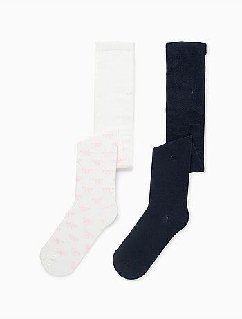 Lot de 2 collants unis/à motif