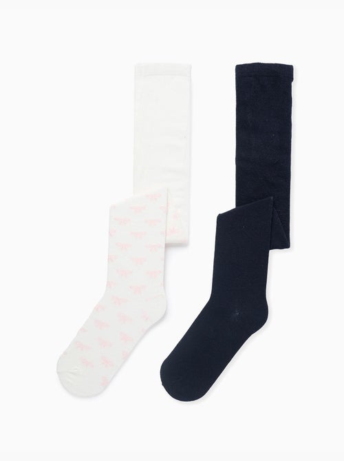 Lot de 2 collants unis/à motif - Kiabi