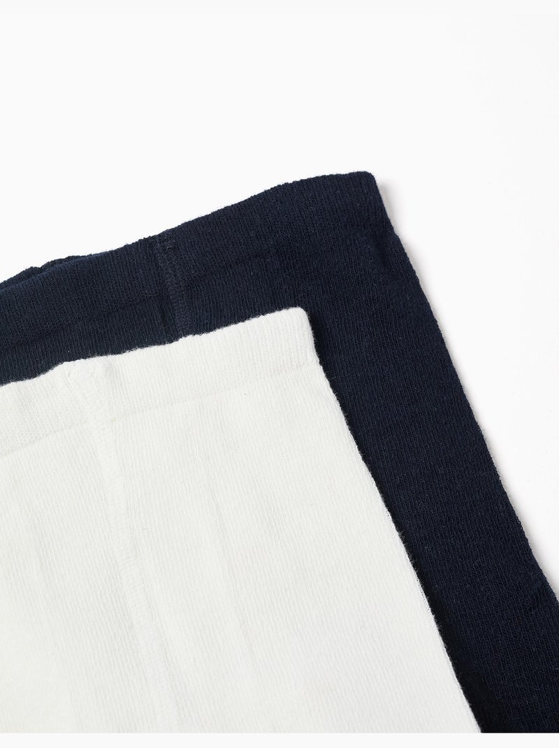 Lot de 2 collants unis/à motif Bleu Blanc - Kiabi