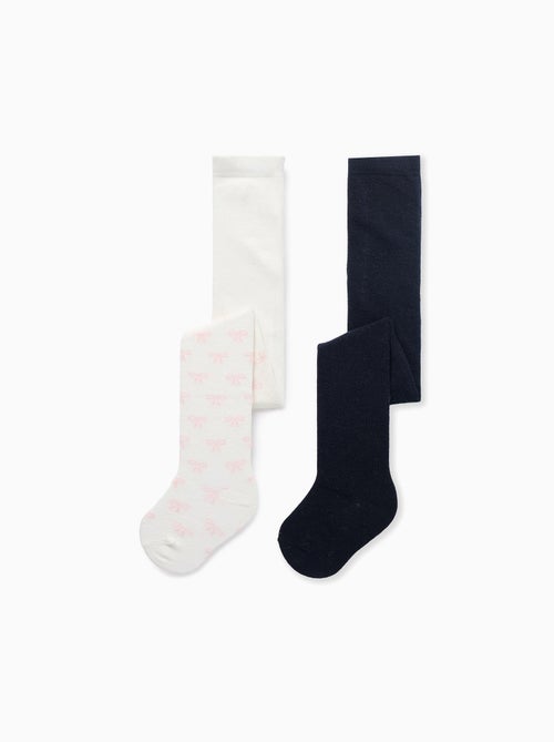 Lot de 2 collants unis/à motif - Kiabi