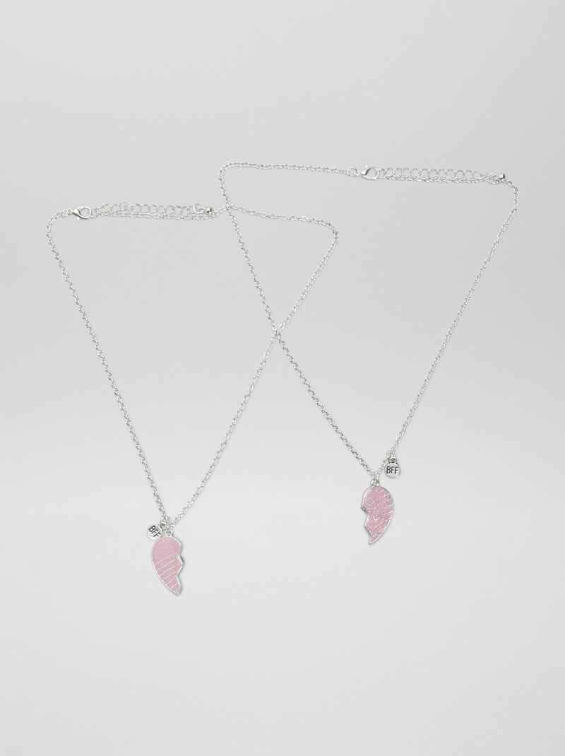 Lot de 2 colliers coeur Rose - Kiabi