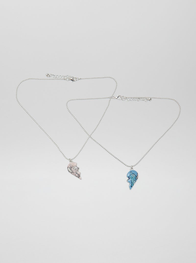 Lot de 2 colliers coeurs 'Stitch' Bleu - Kiabi