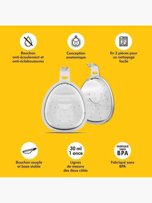 Lot de 2 coupelles recueil lait maternel medela - récupérateurs de lait maternels réutilisables - Kiabi Lot de 2 coupelles recueil lait maternel medela - récupérateurs de lait maternels réutilisables - Kiabi
