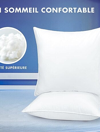 Lot de 2 Coussin Blancs, Fibres Creuses Moelleuses, pour Canapé, Lit ou Décoration