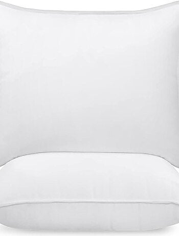 Lot de 2 Coussin décoration Blancs, Fibres Creuses Moelleuses, pour Canapé, Lit