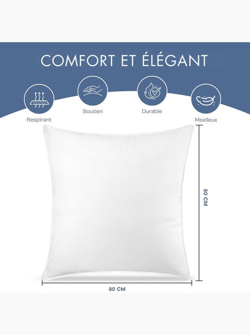 Lot de 2 Coussin décoration Blancs, Fibres Creuses Moelleuses, pour Canapé, Lit - Kiabi