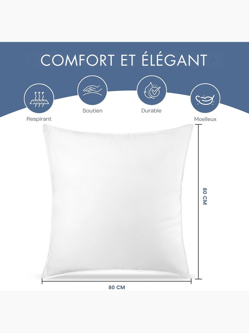 Lot de 2 Coussin décoration Blancs, Fibres Creuses Moelleuses, pour Canapé, Lit Blanc - Kiabi