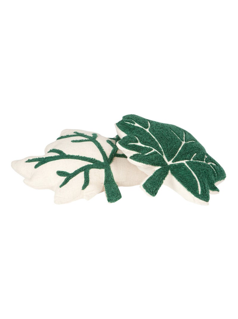 Lot de 2 coussins chambre enfant petites feuilles Little Fall Vert - Kiabi