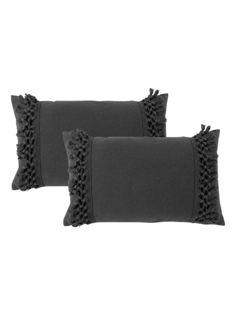 Lot de 2 coussins déco Salma gris anthracite - Kiabi