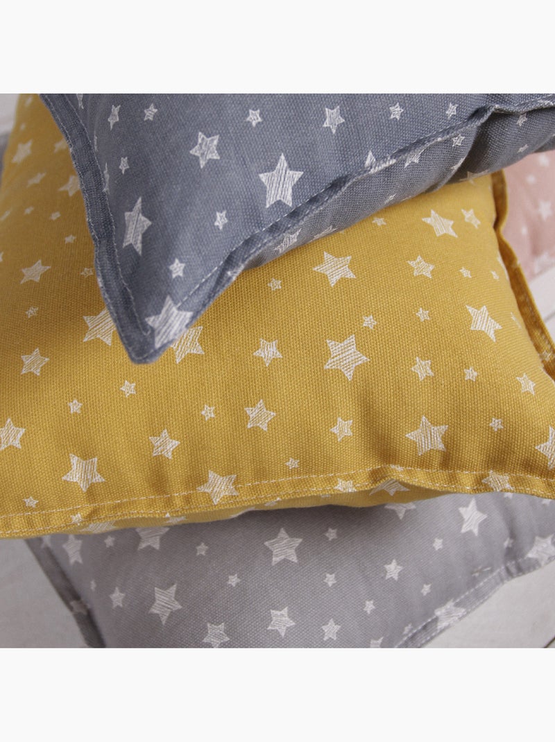Lot de 2 Coussins décoration coton imprimé étoiles STELLA Jaune - Kiabi