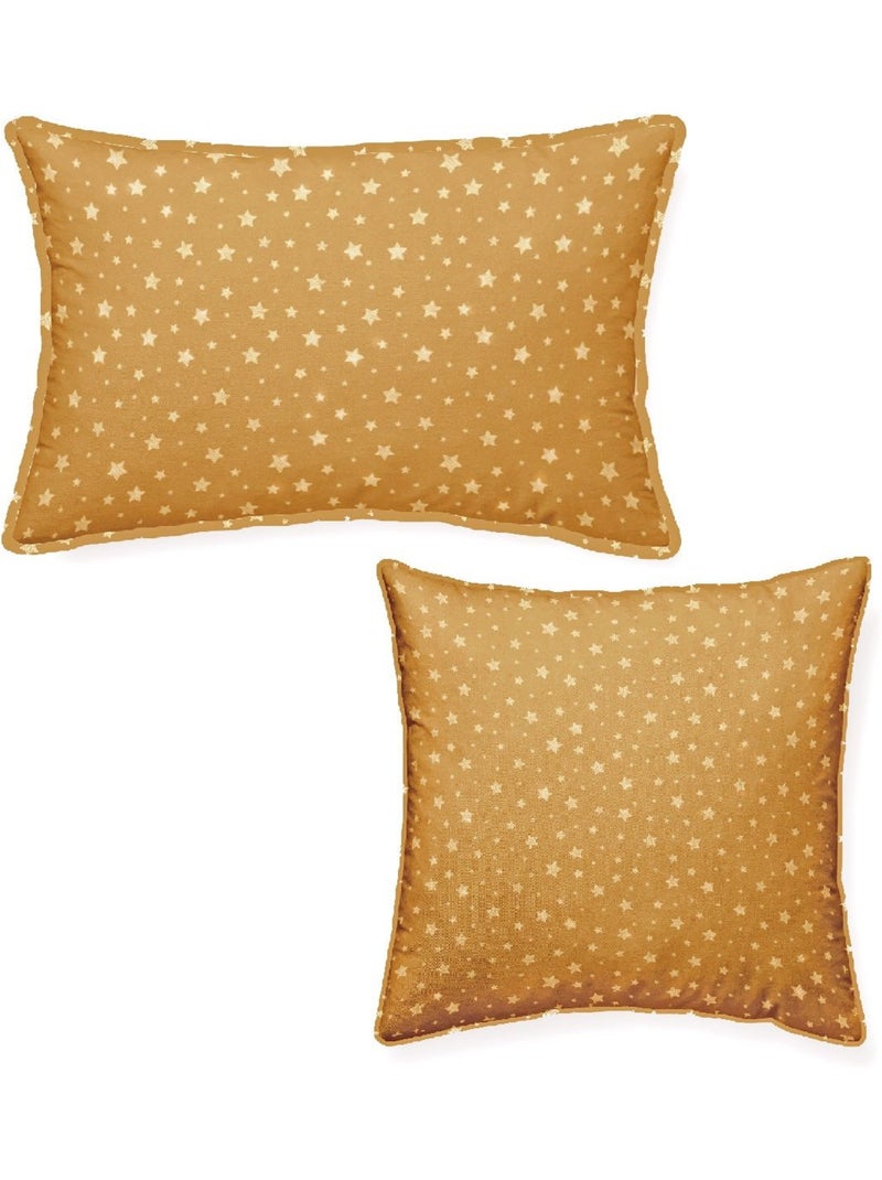 Lot de 2 Coussins décoration coton imprimé étoiles STELLA Jaune - Kiabi