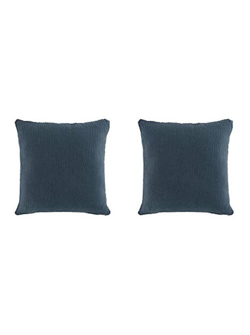 Lot de 2 Coussins déhoussable 40x40cm Gaze de Coton uni Angelia ( Marine) - Kiabi