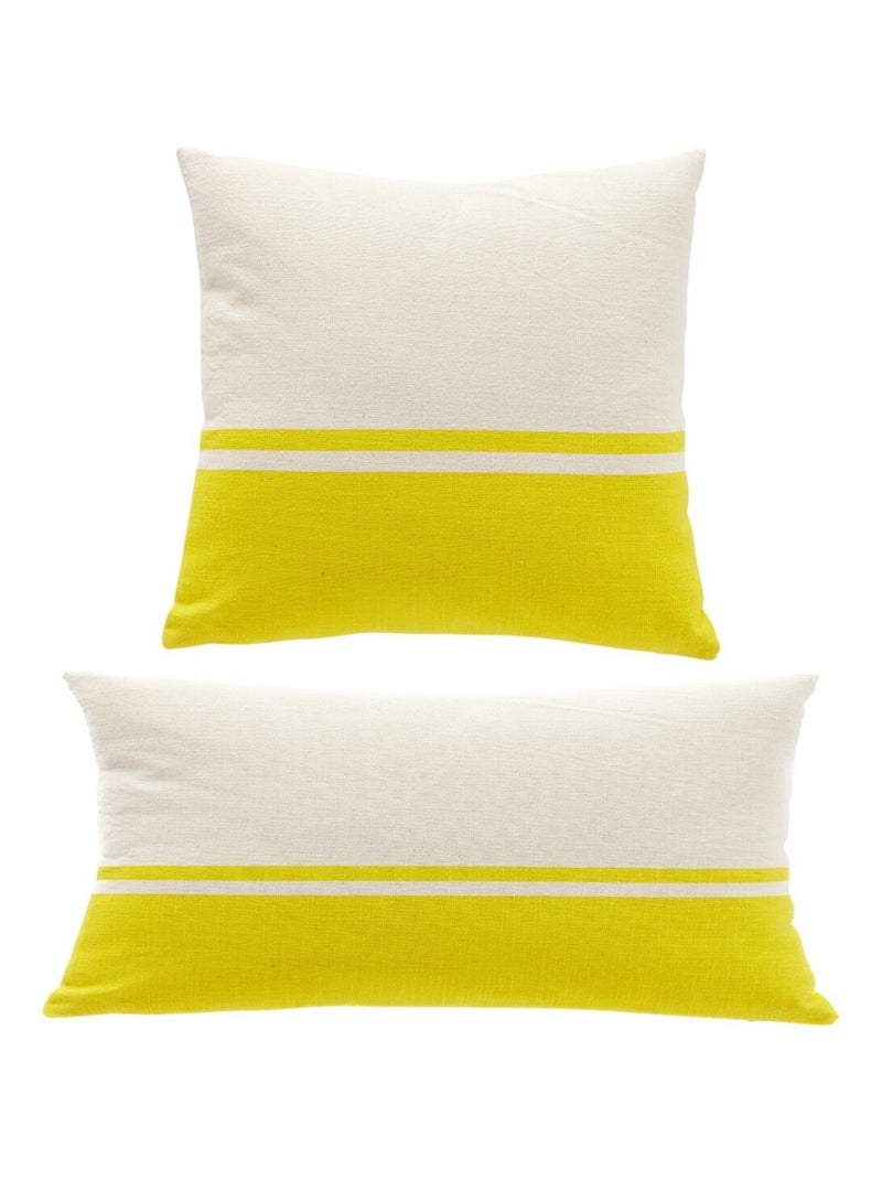 Lot de 2 coussins déhoussables bicolores SUMMER Jaune - Kiabi