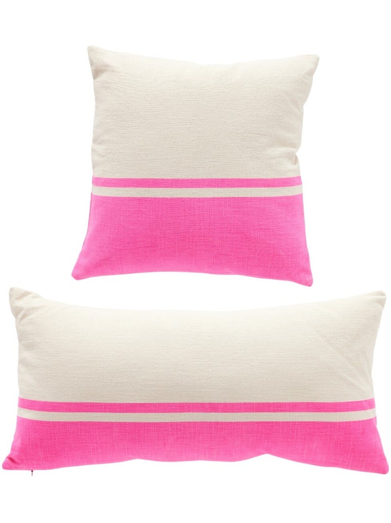 Lot de 2 coussins déhoussables bicolores SUMMER Rose - Kiabi