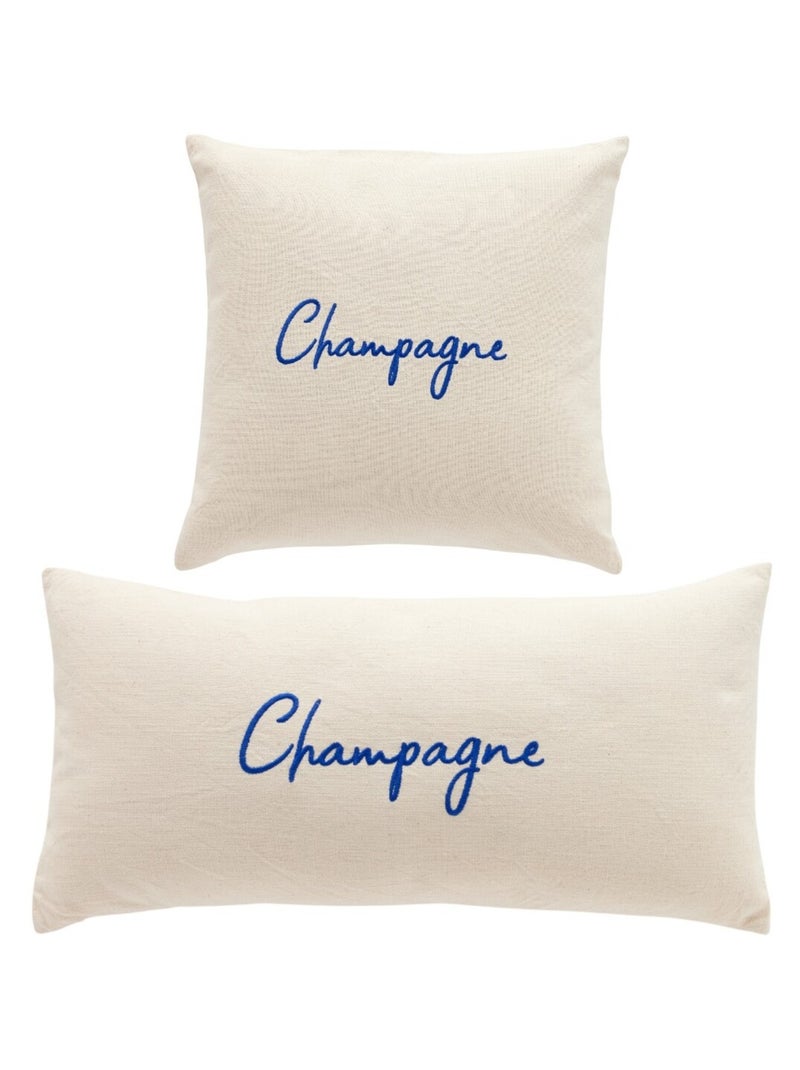 Lot de 2 coussins déhoussables brodés SUMMER Bleu - Kiabi
