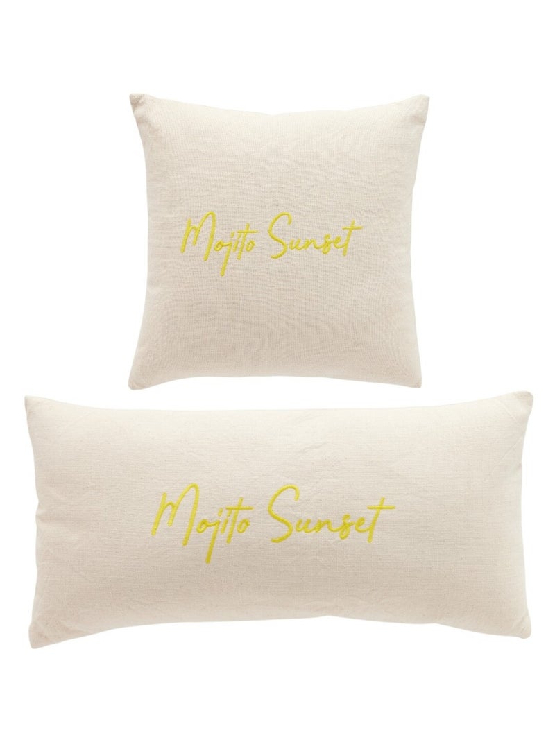 Lot de 2 coussins déhoussables brodés SUMMER Jaune - Kiabi