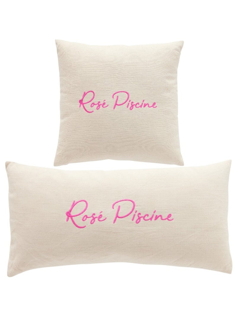 Lot de 2 coussins déhoussables brodés SUMMER Rose - Kiabi