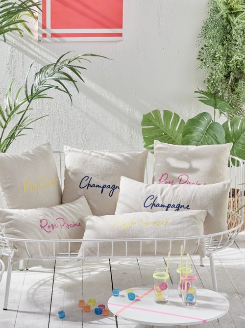 Lot de 2 coussins déhoussables brodés SUMMER - Kiabi
