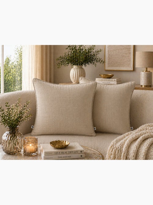Lot de 2 coussins – Gaze de coton -Déhoussables zip – Passepoil - Kiabi