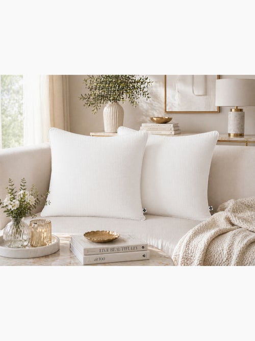 Lot de 2 coussins – Gaze de coton -Déhoussables zip – Passepoil - Kiabi