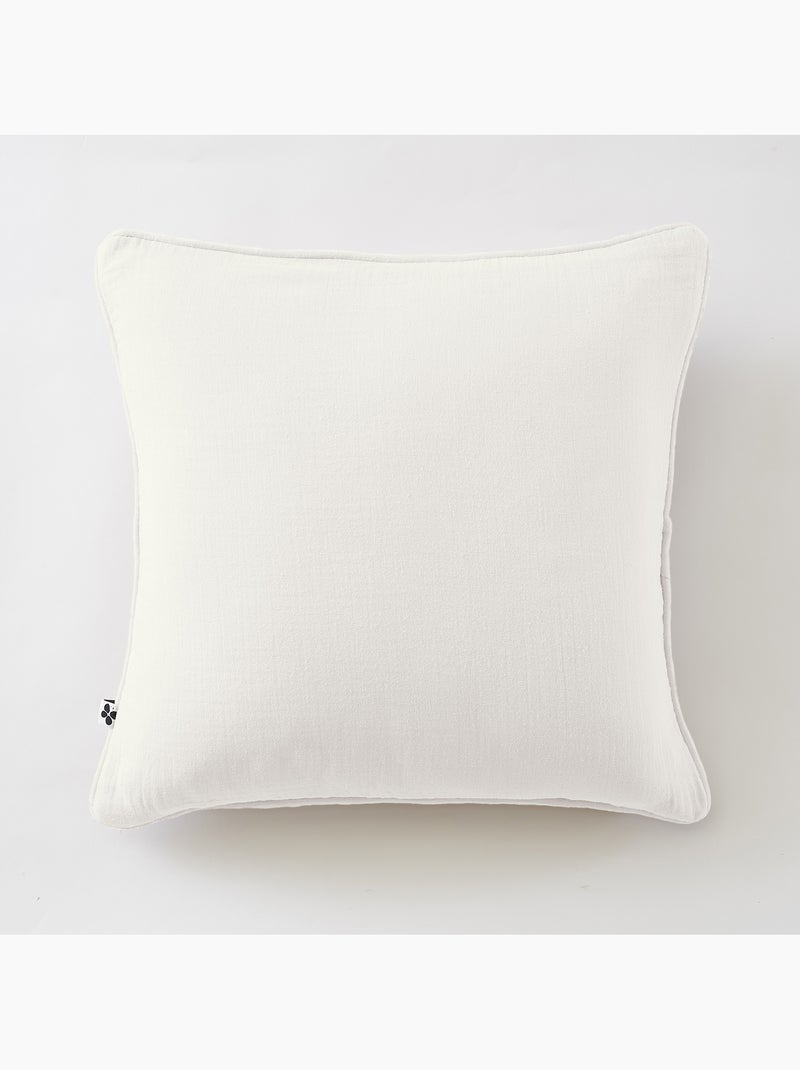 Lot de 2 coussins – Gaze de coton -Déhoussables zip – Passepoil Blanc - Kiabi