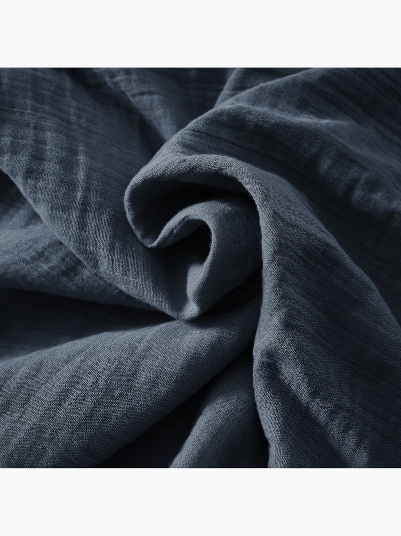 Lot de 2 coussins – Gaze de coton -Déhoussables zip – Passepoil Bleu marine - Kiabi