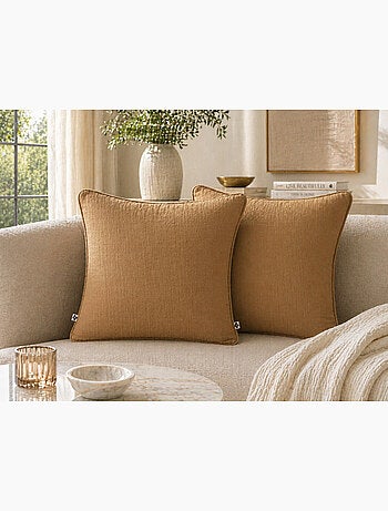 Lot de 2 coussins – Gaze de coton -Déhoussables zip – Passepoil