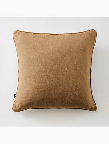 Lot de 2 coussins – Gaze de coton -Déhoussables zip – Passepoil