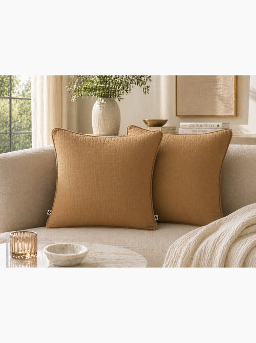 Lot de 2 coussins – Gaze de coton -Déhoussables zip – Passepoil - Kiabi