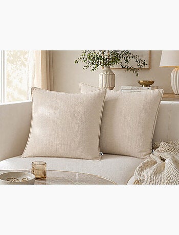 Lot de 2 coussins – Gaze de coton -Déhoussables zip – Passepoil