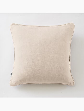 Lot de 2 coussins – Gaze de coton -Déhoussables zip – Passepoil