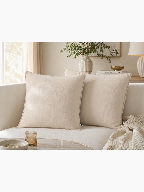 Lot de 2 coussins – Gaze de coton -Déhoussables zip – Passepoil - Kiabi