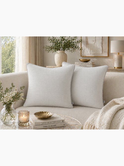 Lot de 2 coussins – Gaze de coton -Déhoussables zip – Passepoil - Kiabi