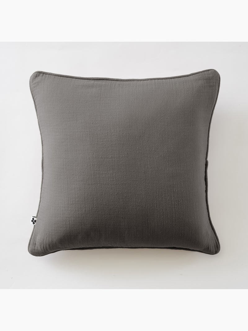 Lot de 2 coussins – Gaze de coton -Déhoussables zip – Passepoil Gris Granit - Kiabi